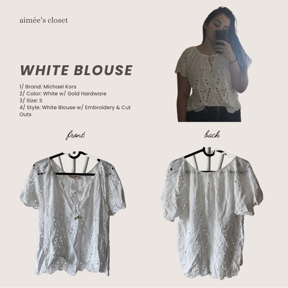 Michael Kors White Puff Sleeve Blouse with Tie Front